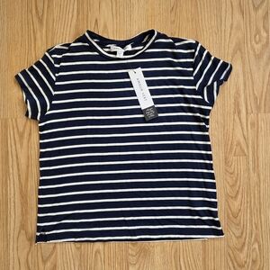 Amour Vert Navy and White Striped Tee